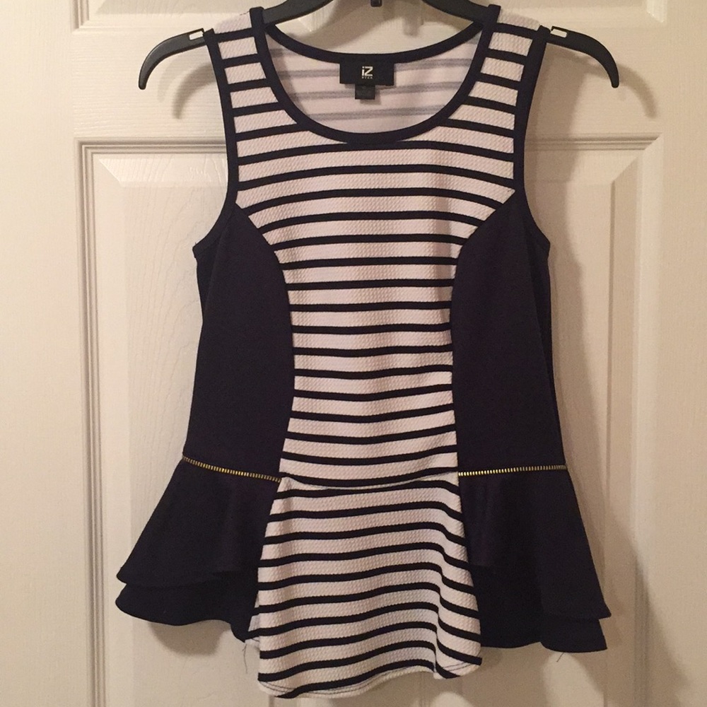 Navy Blue and White striped tank top blouse